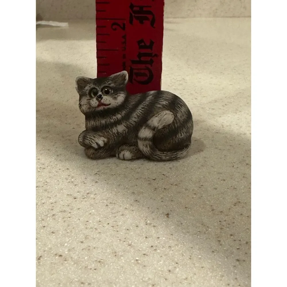 Vtg Dipinto a Mano Italy Hand Painted Cat Kitten Figure Figurine Miniature
